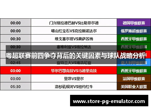 粤超联赛前四争夺背后的关键因素与球队战略分析